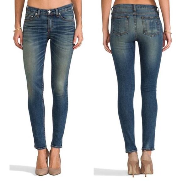 Rag & Bone Brimfield Medium Wash Low Rise Skinny Jeans Intentional Fading 27 - Picture 1 of 7